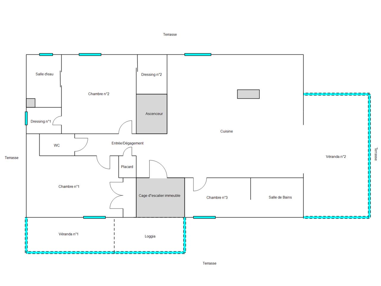 Nice Cimiez – Toit terrasse 4 pièces de 110 m2 habitables avec terrasse 317 m2 : plan