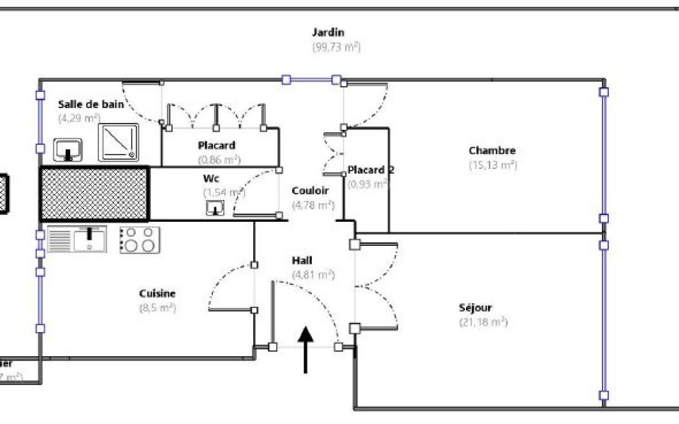 Nice Cimiez – Large 62m² One Bedroom Apartment on Garden Llevel with 99 sqm Outdoor Space : plan