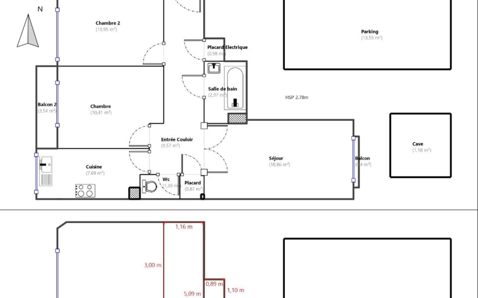 Appartamento ristrutturato con garage, in posizione tranquilla in una zona vivace e familiare : plan