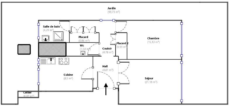 Nice Cimiez – Grand 2 pièces de 62m² en rez-de-jardin avec 99m² d’extérieurs : plan